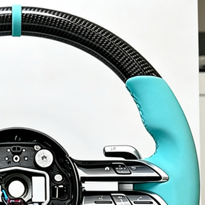 Volant de course sport en fibre de carbone et cuir, poignées en cuir bleu Tiffany pour Mercedes Benz AMG GLC <span class=keywords><strong>GLE</strong></span> CLA SLS GLK toutes séries - Product Image 2