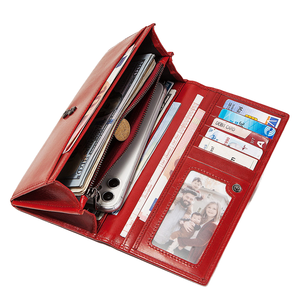 Portefeuille unisexe en cuir pleine fleur grain litchi, style décontracté, avec fermeture éclair et fermoir à loquet, directement de l'usine - Product Image 3