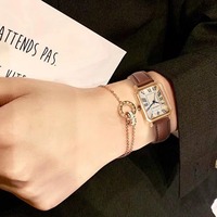 LUCKY FOX 2PCS Light Luxury Gift Box Set Montre Bracelet Simple et à la mode Montre carrée à quartz pour femmes Reloj Festival Gift