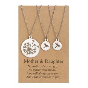 Stainless Steel Dandelion Necklace Set <b>Mirror</b> Polished Pendant Mother Daughter Gift Jewelry Clavicle <b>Chain</b> 3 Pack - Product Image 5