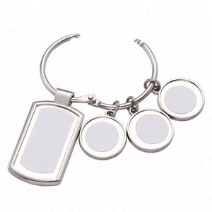 Embossing 3 Charm Set Carabiner <b>Keychain</b> Blank Custom Personalize Metal Key Ring 3 Tag Photo Vintage DIY Key Chain Blanks - Product Image 6