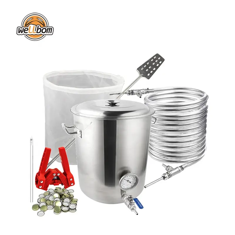 새로운 HomeBrewing 맥주 스타터 키트 Counterflow Wort Chiller & 40L Brew 주전자/냄비 및 교반기 및 병 필러