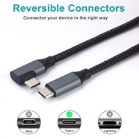 Cables codo tipo-c Usb-c de sincronización de datos de Cable de 90 grados Usb 2,0 Cable Usb3.0 tipo C ángulo
