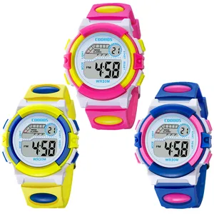 Colorful design fashion girls boys sport led digital watch COOBOS electronic Multifunction children gift party Kids watches