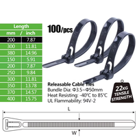 Kabel Ties Nylon 66 Heavy Duty, Dapat Digunakan Kembali, Dapat Dilepas, Lebar 4.8mm, Panjang 200mm-400mm, Warna Natural/Hitam, Kekuatan Tarik 22KGS untuk Kabel