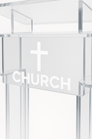 [Exhibición de BOSN] púlpito de iglesia de acrílico transparente, soporte de podio moderno con opción de logotipo personalizado para sermones, conferencias, adoración y eventos