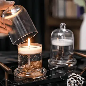 Wholesale Bulk Scented Candles With Glass Lids Using Jelly Gel Wax With Dried Flower Decoration