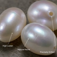 Perles de culture d'eau douce naturelles en gros, blanches et roses, ovales, forme riz, en vrac, percées, sur fil