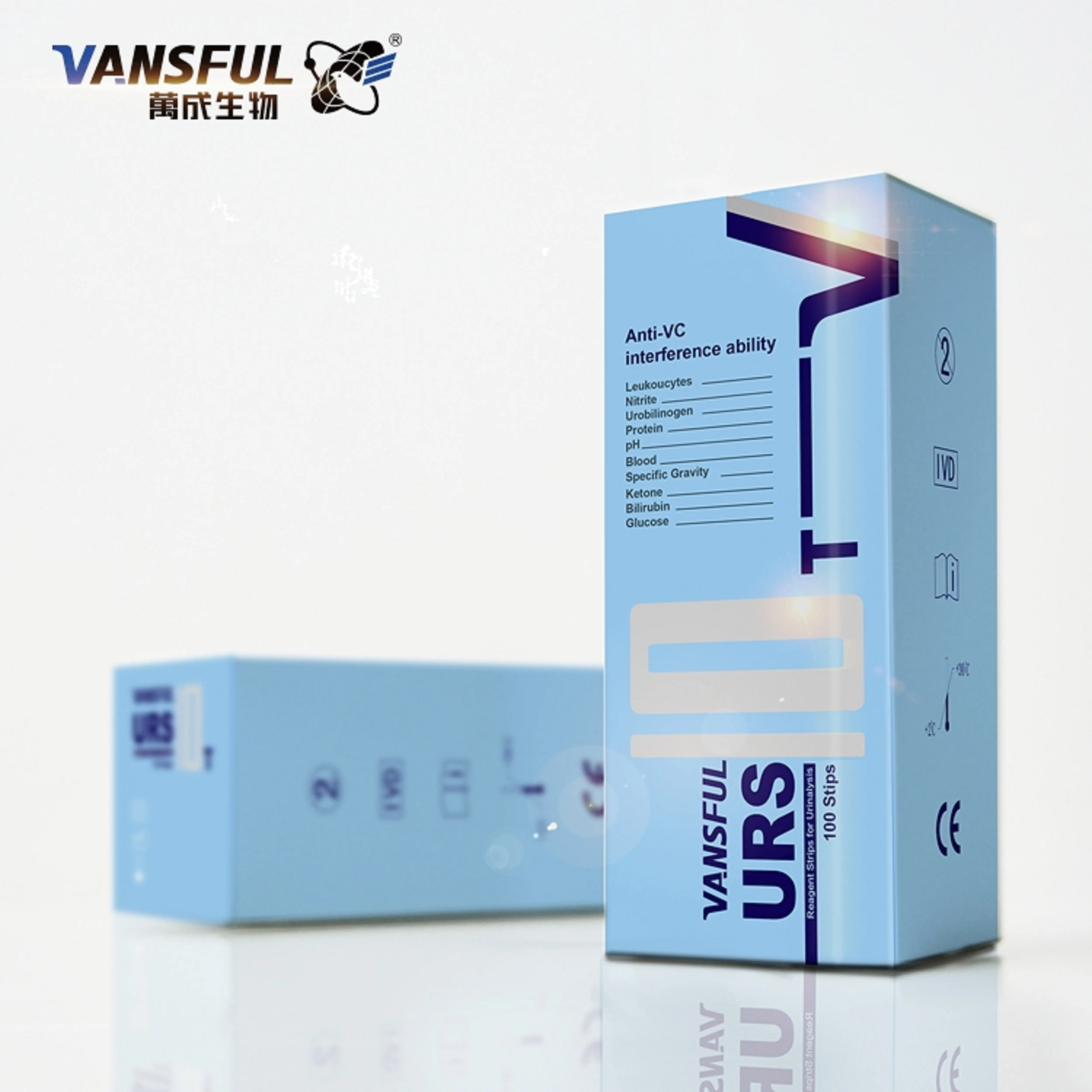 L'analyse d'urine test kit URS-10T bande de réactif urinaire pour 10 paramètres bandelettes Réactives pour analyse d'urine