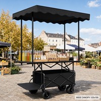 Chariot de camping pliable avec auvent pare-soleil, chariot pliant avec table, chariot de marché en tissu Oxford 900D pour la vente en plein air et le camping