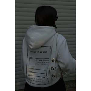 Sudadera Blanca Extra Grande de Seda para Mujer, con Capucha y Cierre, Diseño de Letras Bordadas, Talla XS, Ligera para Otoño - Product Image 2