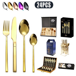 Set di posate in acciaio inossidabile-coltello di lusso forchetta cucchiaio per matrimoni e alberghi per regali aziendali - Product Image 4