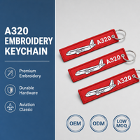 Porte-clés brodé personnalisé en promotion, étiquette brodée A320 avec logo sur mesure pour sac à dos, anti-perte