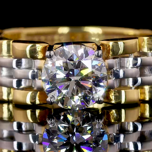 Entrelace Lab Diamond Ring Solitario redondo con banda tejida de dos tonos - Product Image 3