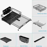 Égouttoir à vaisselle extensible en acier au carbone pour évier, égouttoir à vaisselle réglable, support de rangement de cuisine