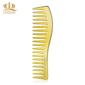 Logo personalizzato Luxury galvanotecnica parrucchiere barbiere pettine oro dente largo districante pettine per capelli