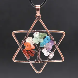 Groothandel Boom Van Het Leven 7 Chakra Ster Vorm Kristallen Hangers Ster Hanger Te Koop Kristallen Sieraden