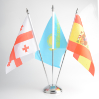 Drapeau de bureau réglable en acier inoxydable avec base ronde portable pour promotion intérieure et affichage de fanions (personnalisable)