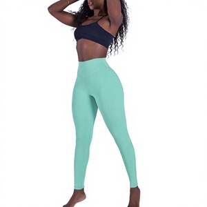 High Waist Solid Color <b>Yoga</b> Leggings Women Full Length Four-Way Stretch Spandex Nylon Women Legging <b>Pants</b> For Sale - Product Image 2