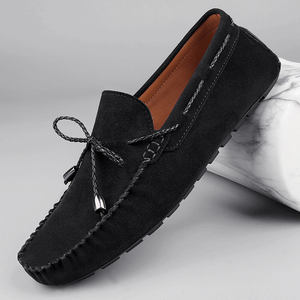 Chaussures décontractées pour hommes Mocassins à enfiler en cuir suédé classiques originaux Mocassins à pois pour hommes - Product Image 3