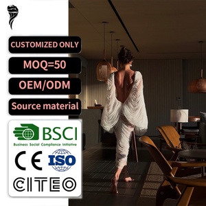 Nuevo Vestido Maxi Personalizado al por Mayor con Cuello en V Profundo para Mujer, Vestido Maxi Suave de Verano con Mangas Largas y Espalda Descubierta para Fiesta Nocturna - Product Image 1