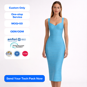 Abito Midi Bodycon di Lusso Personalizzato OEM/ODM, Senza Maniche, Elegante, Aderente, da Sera per Donna, Designer, Vendita all'Ingrosso - Product Image 1