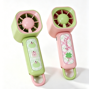 <span class=keywords><strong>Mini</strong></span> Ventilador Cuadrado de Doble Uso con Gancho para Colgar, Ventilador de Mano y de Escritorio, Diseño Fresco y Lindo para Regalo de Niñas, Venta al por Mayor - Product Image 4