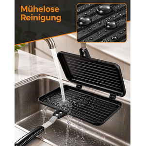 Popular Portable Sandwich Cake Mold Aluminium Roasting Pan Outdoor Use Two Side Breakfast Sandwich Grill Pan - Product Image 5