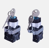 Interruptor de botón de metal resistente al agua de 220 voltios con perilla de llave 1NO1NC Botón de control momentáneo con nivel de llave IP65