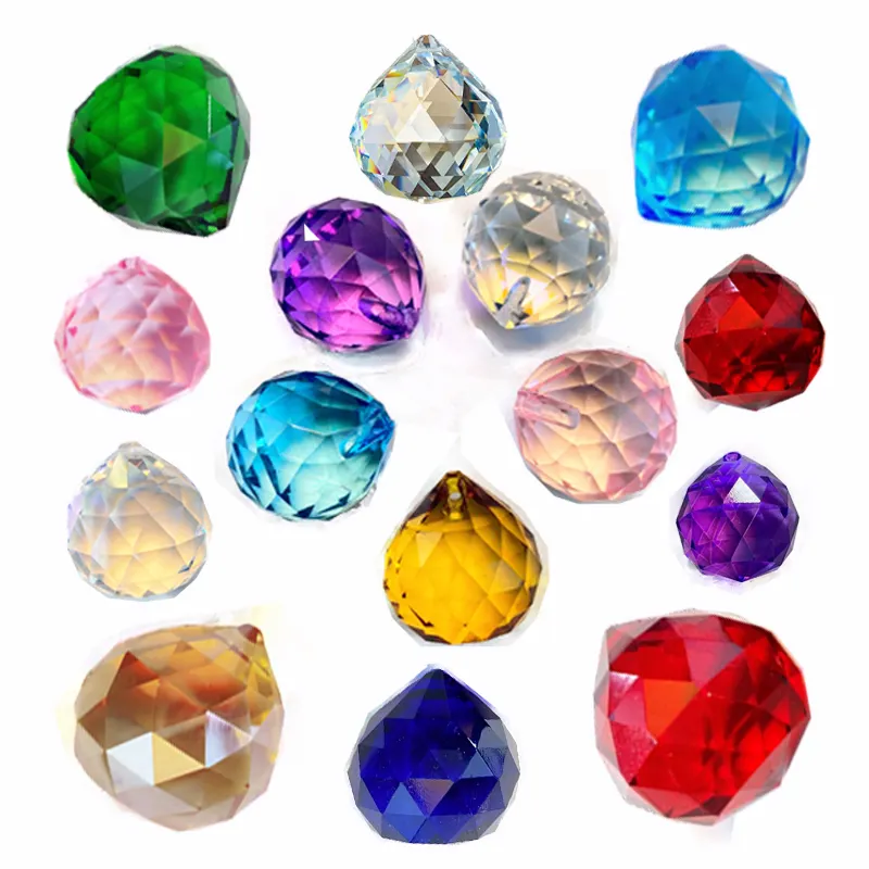 Facettierte Regenbogen Kristall Prisma Perlen Glas hängen Kronleuchter Dekor Kristall kugel