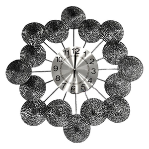 Horloge murale moderne en métal, ronde, à simple cadran, à quartz, silencieuse, alimentée par piles, horloge décorative pour salon - Product Image 4