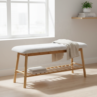 Banc d'entrée pour couloir, organisateur de rangement domestique, étagère à chaussures en bambou