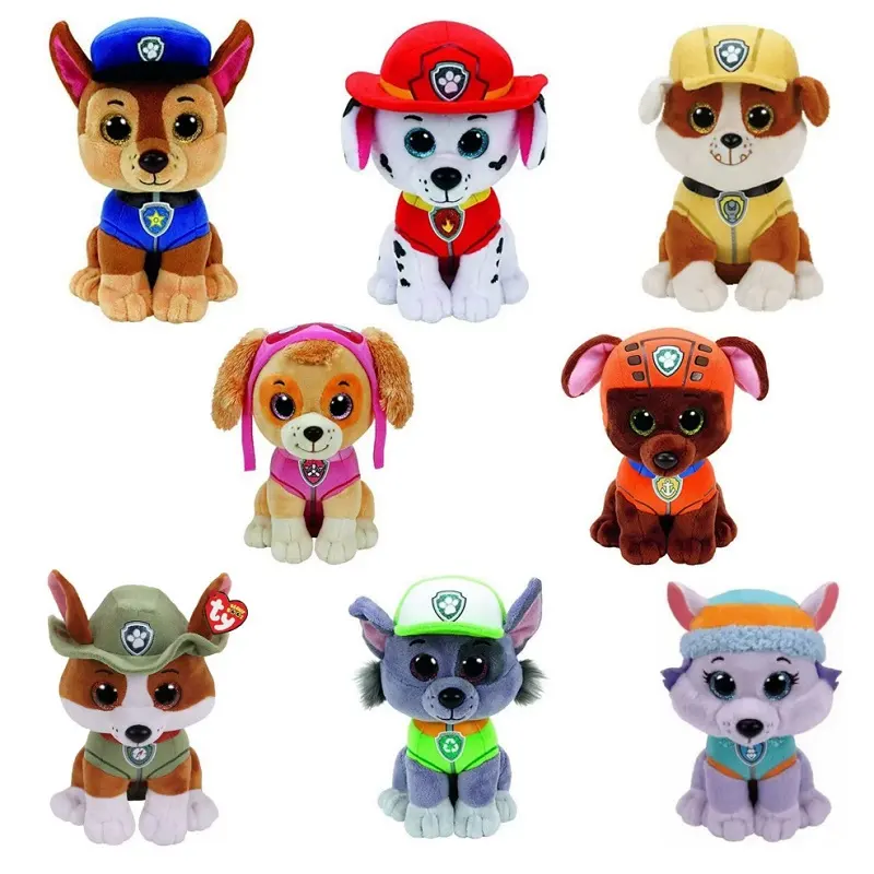 Prix usine 8 Styles 25cm chien patrouille équipe patte peluche dessin animé Animation animaux environnants cadeau préféré des enfants