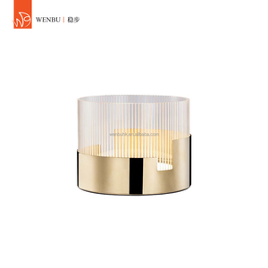 Round Acrylic Light Guide Panel luxury <b>table</b> <b>lamp</b> in Champagne Gold for Villa Lounge - Product Image 2