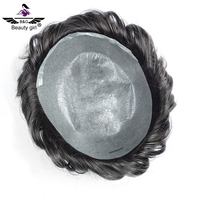 Toupet naturel pour hommes taille 9*11 pouces cheveux humains hommes toupet Base Pu peau mince toupet homme système de cheveux