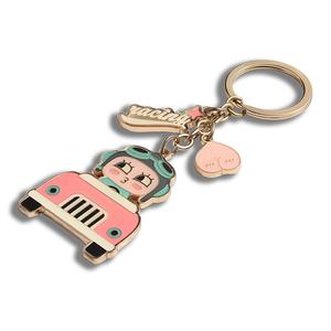 Fashion Design Lovely Design Pink Color <b>Gold</b> Plated Hard Enamel Metal Keychain - Product Image 3