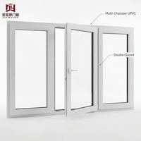 Ventana Abatible de PVC para Viviendas, Resistente al Agua y al Viento, Ahorro de Energía, Aislamiento Térmico
