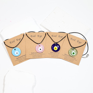 Collana con Ciondolo Etnico in Vetro Blu Retrò con Catena in Bambù, <span class=keywords><strong>Occhio</strong></span> Blu Rotondo da 3 cm, Bestseller Transfrontaliero - Product Image 3