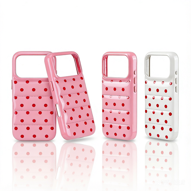Cute Polka Dots PU Leather Wireless Charging Luxury Design Multi Colors Phone Case for 15-17 Pro Max Camera Protection
