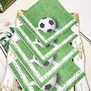 Serviettes en <span class=keywords><strong>papier</strong></span> à thème footballistique, motif terrain de football, serviettes jetables pour déjeuners et cocktails - Product Image 3