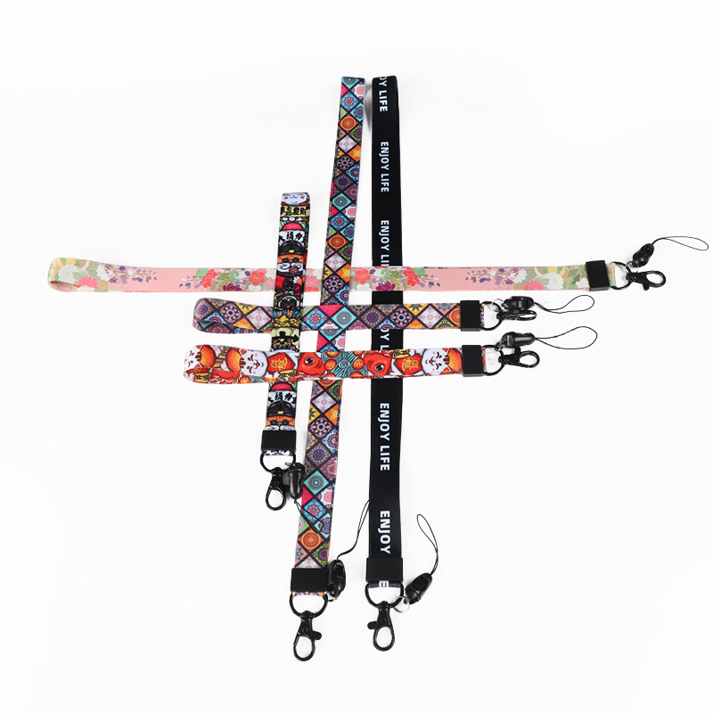 Promotional Custom Printed Lanyard Snap Hook Metal Clip Carabiner Wrist Strap Keychains Lanyard Short Lanyards Image 5