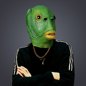 Masques de tête de poisson <span class=keywords><strong>bizarre</strong></span> vert, écologiques, d'horreur, effrayants, pour fête d'Halloween, TY2273 - Product Image 2