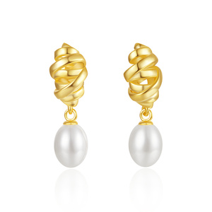 CANNER, Nuevos Pendientes de Plata de Ley S925 con Perlas, Pendientes de Perlas de Agua Dulce con Baño de Oro de 18K para Mujer - Product Image 1