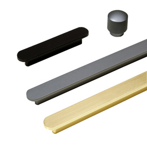 Poignée de porte de placard et de garde-robe moderne simple en alliage d'aluminium en forme de T, durable, solide, noir et or, pour salon - Product Image 5