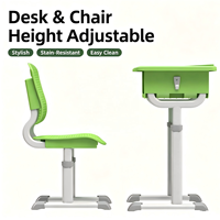 Ensemble bureau et chaise d'école réglables en hauteur, table et chaise d'étude ventilées pour salle de classe, centre de tutorat scolaire
