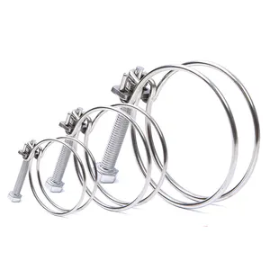 China Supplier Double Wire Hose Clamps Pipe Clips Hoop Stainless Steel Wire Throat Hoop