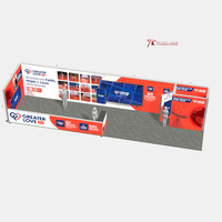 Stand d'exposition modulaire surdimensionné 14*3M avec caisson lumineux SEG, affichage étendu, plusieurs colonnes, comptoir d'accueil et kit de mur graphique