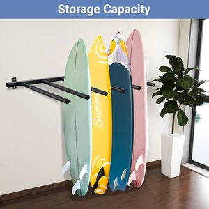 JH-Mech Support de rangement mural réglable pour le <span class=keywords><strong>ski</strong></span> et le snowboard pour 12 paires de supports de planche de surf en métal sur rail de 47 pouces - Product Image 4