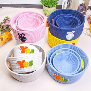 <span class=keywords><strong>Panier</strong></span> de rangement en corde de coton tissé de grande capacité avec poignée <span class=keywords><strong>panier</strong></span> de couette pour sous-vêtements seau de rangement ménager - Product Image 1