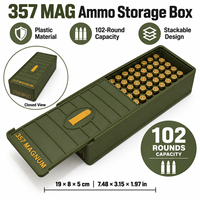 Boîte de rangement pour munitions 357 Magnum, capacité de 102 cartouches, PVC léger, portable, empilable, organisateur de munitions pour cartouches, noir